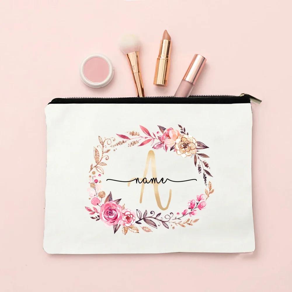 Initial Makeup Bag Personalized Bride Makeup Box Decorative Gift Female Organizer Travel Toilet Wash Wallet