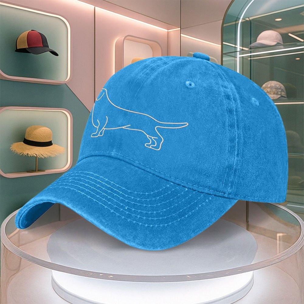 Mens Dachshund Line Print Baseball Cap Vintage Curved Brim Dad Hat Adjustable Snapback Multiple Colors