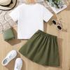 Girls' Casual Suit Summer Children Sweet Short Sleeve Top Pleated Skirt Two-piece Suit