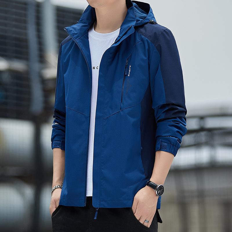 New Jacket Men's Spring and Autumn Youth Men's Clothing Korean Version of Trendy Mountaineering Windproof Jacket Men's Hooded Jacket