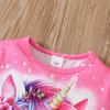 Kids Girls Fashion Clothing Set Spring Autumn Tie Dye Printed Cartoon Pegasus Pullover Flower Flared Pants Two Piece Outfit