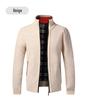 Chunky Knit Fleece-Lined Zipper Cardigan: Stand Collar Winter Sweater