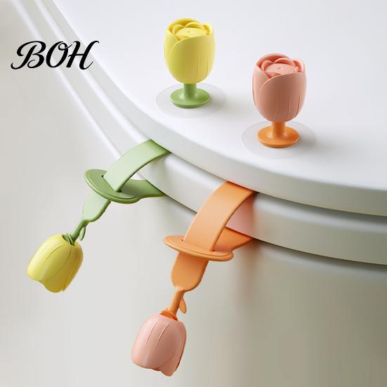 Convenient Bathroom Tool Toilet Lid Lifter with Flower Handle, Silicone Easy Lifting Opener, Anti-slip Gadget, No-touch Seat Handle for Gadgets