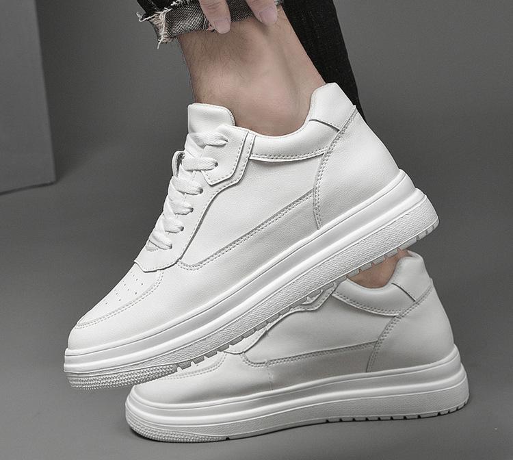 2024 Men's 10CM Height Increasing White Casual Skate Sports Shoes