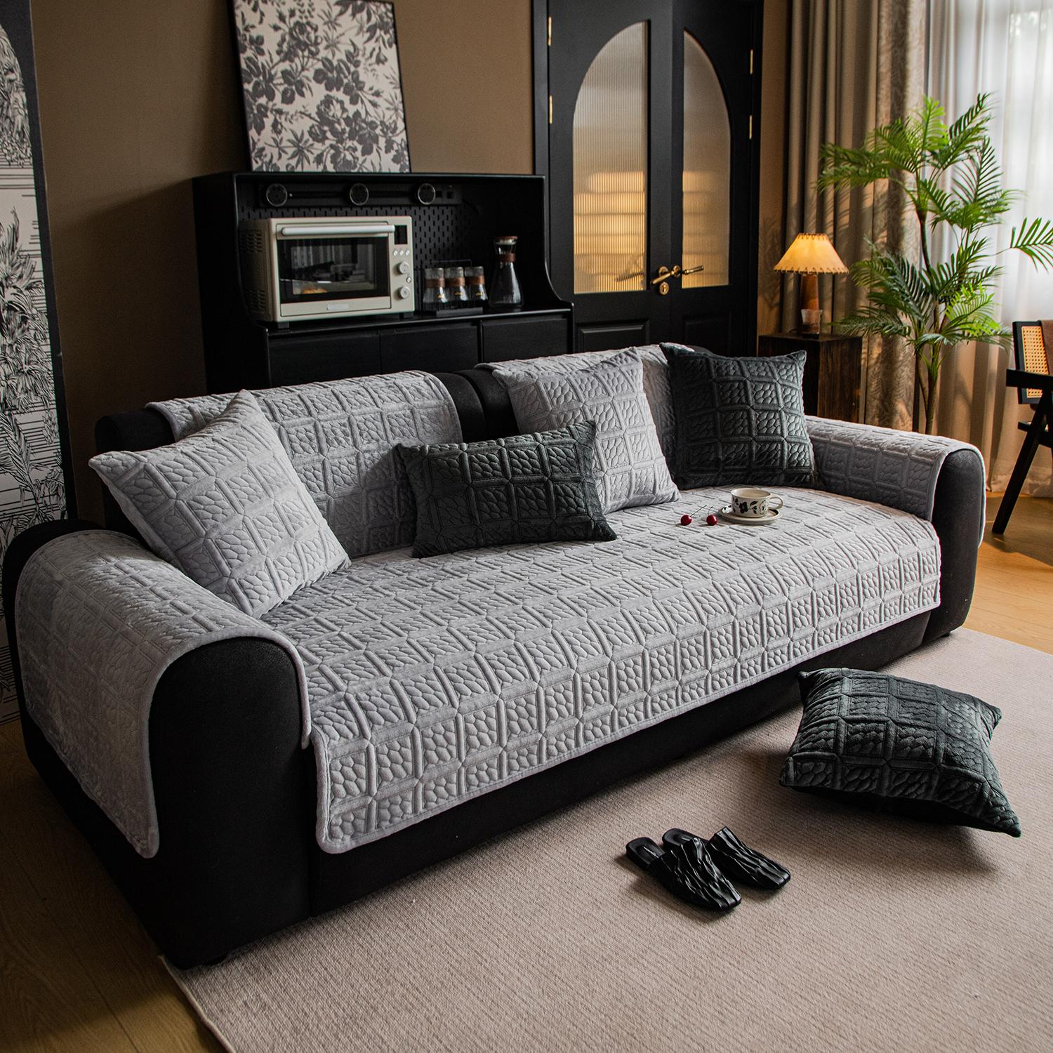 

Минималистичный и современный зимний теплый и мягкий молочный бархатный диванная подушка плюшевая спинка подлокотник подушка полотенце чехол для дивана 70*70 светло-серый