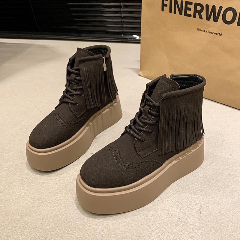 Fashion 2024 New Autumn Thick-soled Women's Fashionable and Casual Solid Color Short-leg Ankle-length Fashion Boots