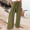 Bohemian Solid Color Drawstring Beach Pants - New Loose Casual Trousers