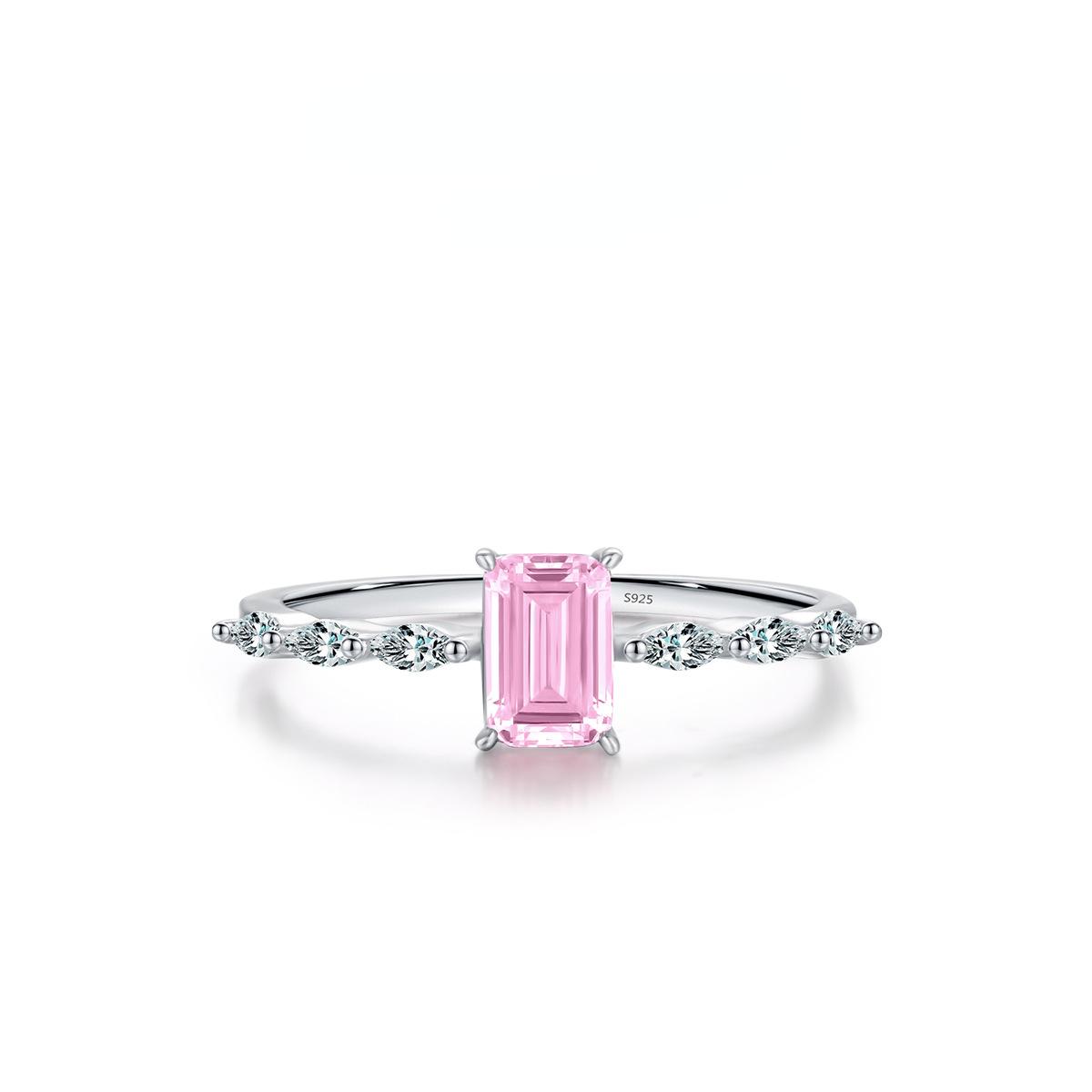 

Tancise Classic стерлингового серебра 925 пробы кольцо с цирконом женские ювелирные изделия свадебное обещание вечерние подарок 7 розовый