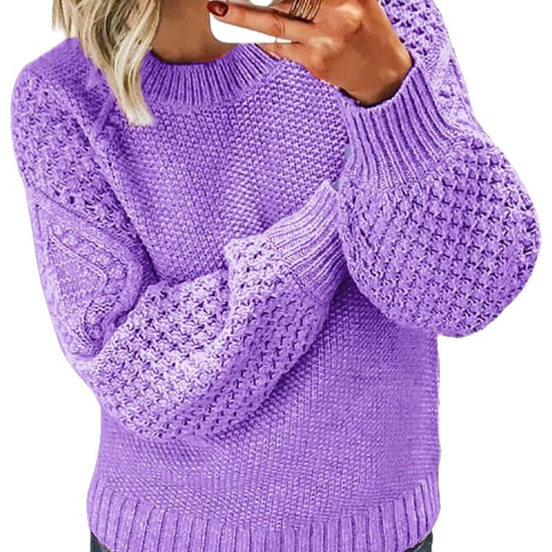 26 Spring Autumn Women's Cable Knit Loose Round Neck Pullover Sweater