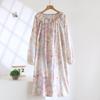 Women's Long Sleeve Cotton Gauze Nightgown Pajamas Bathrobe: Spring-Autumn Loose Casual Home Dress for Indoor & Outdoor Wear