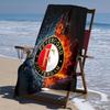 proof beach towel with Feyenoord Rotterdam logo pattern - soft,absorbent,quick-drying,machine washable - perfect for swimming,camping,bathing