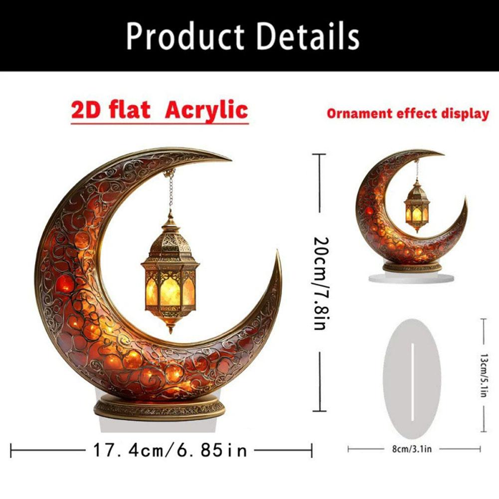 Ramadan Acrylic Moon Castle Ornament 2D Flat Art for Bedroom Desktop Family Craft Christmas Party Decoration Festival Gifts