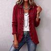 Women's Long Sleeve Ruffled Knit Cardigan Color Casual Top