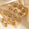 Elegant Retro Geometric Frosted Hollow Cable Texture Earrings for Women
