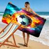Soccer Art Print Beach Towel, Large Soft Quick Dry Towel for Beach Camping Swimming