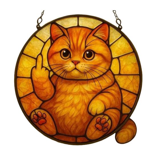 Cat Sun Catcher 2D Acrylic Cat Hanging Decoration Flip-off Cat Window Decoration for Bedroom Living Room Balcony Wall Art