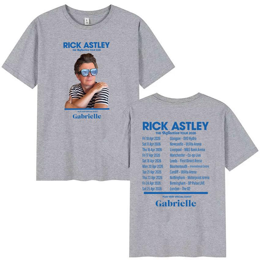 Rick Astley Reflection Tour 2026 Print T Shirts Unisexs Retro High Quality Fashion Tshirt Casual Oversized Cotton Tees Streetwear