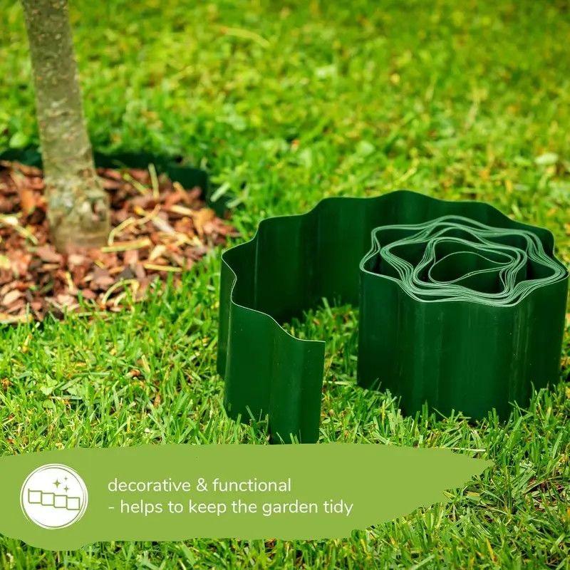 Corrugated Plastic Garden Edging Landscape Edging Border for Lawn Flower & Vegetable Bed Outdoor Decorative Green Fence Barrier