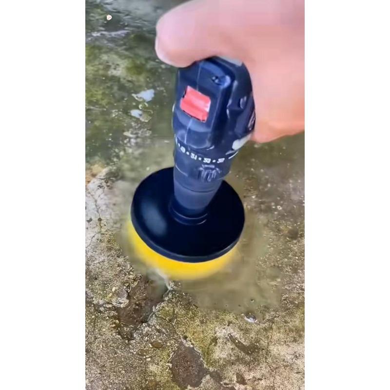 Třídílný nástroj na čištění hlavy elektrického vrtacího kartáče pro koupelnové povrchy, vany, sprchy, kuchyňské linky a další