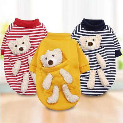Net Rot Tasche Bär Hund Pullover Hund Kleidung Winter Plüsch Kleine Hund Warme Haustier Kleidung