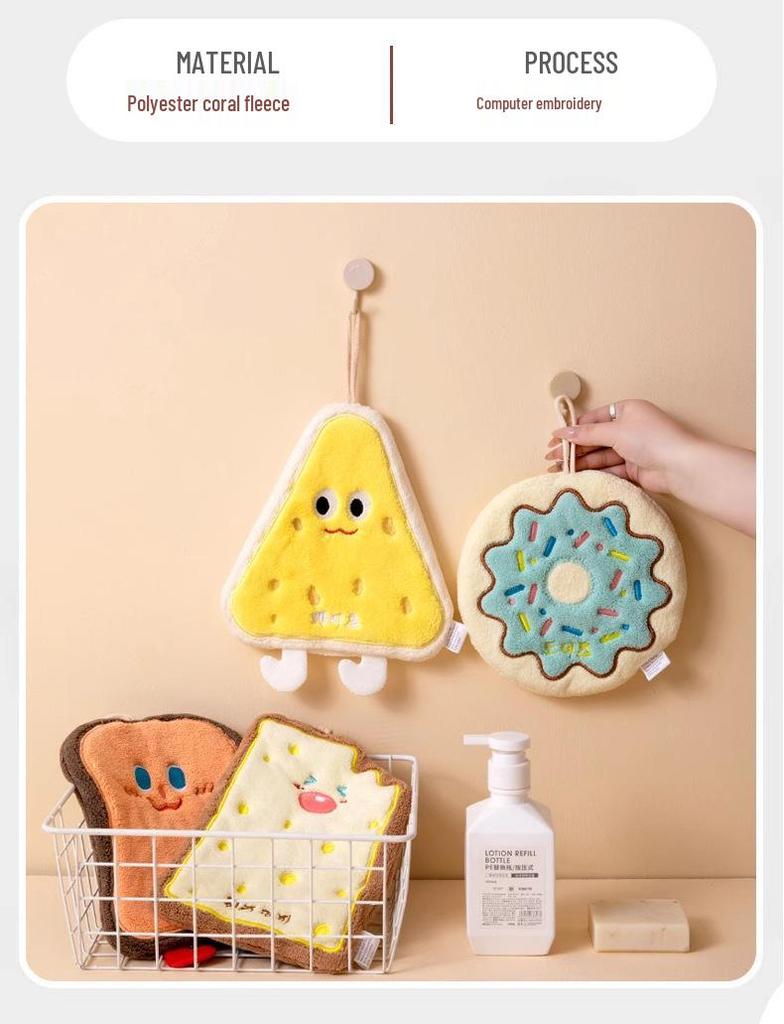 Free Shipping: Korean Style Cartoon Hand Towel - Absorbent, Quick-Drying Coral Fleece for the Kitchen