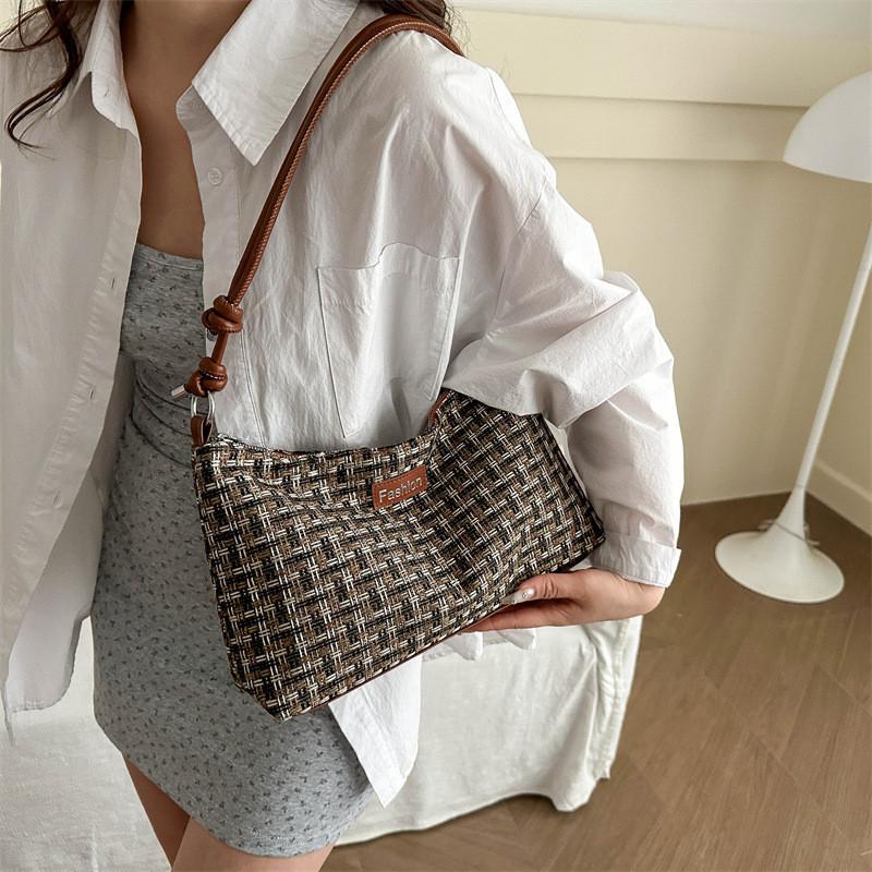 Stylish Retro Plaid Large Capacity Tote Bag For Women 2024 New Korean Trend