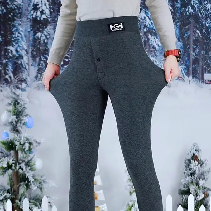 Herren High Waist Warme Samt Schwarze Hose - Dicke Lammfell Leggings, Große Größe, Baumwolle, Winterbekleidung.