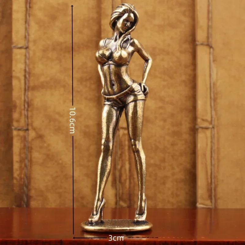 Vintage Messing Bikini Mädchen Skulptur Retro Figur Art Deco Desktop Ornament Einzigartige Büro Schreibtischdeko Sammlerstück Geschenk für Erwachsene