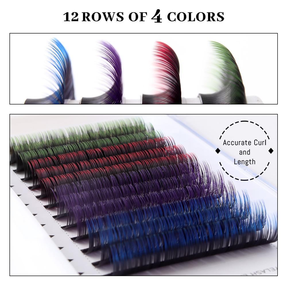 Befer Ombre Blue Purple Green Red Colored Eyelashes for Extension Colorful Individual Lashes Cosplay Gradient Eyelash Extensions