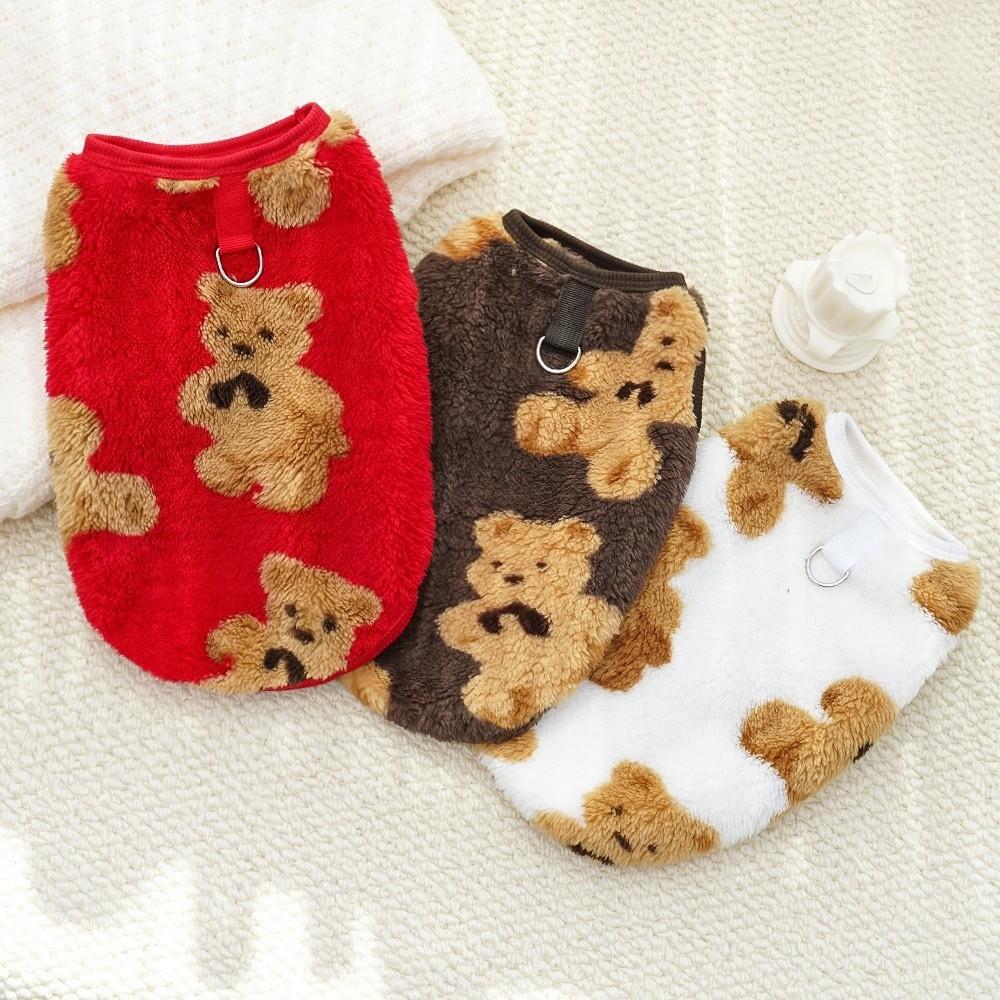 Trendy XS-9XL Winter Puppy Clothes Warm Fleece Cute Bear Pattern Dog Vest Dog Sweater Pet Supplies Vest Pitbull New Year's Gift