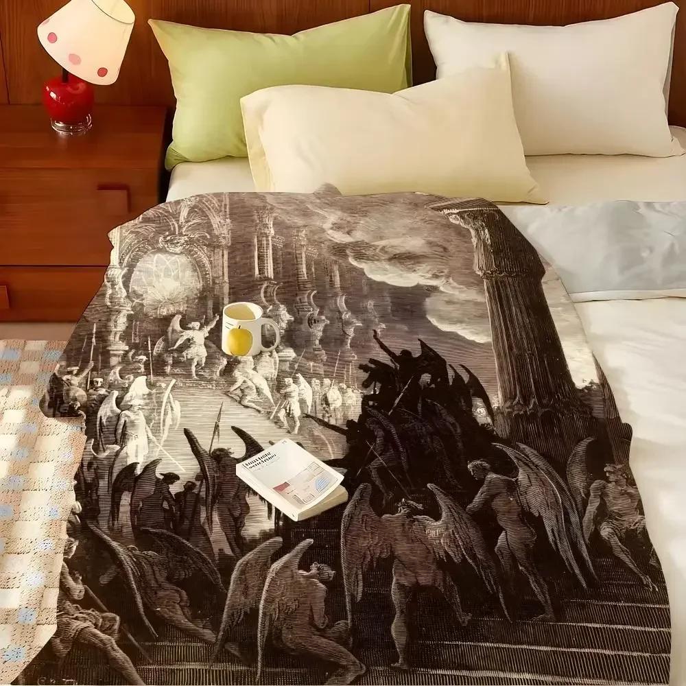 Artist G-Gustave D-Dore Throw Flannel Throw Blanket, Lightweight Cozy, Durable Washable cute Cool