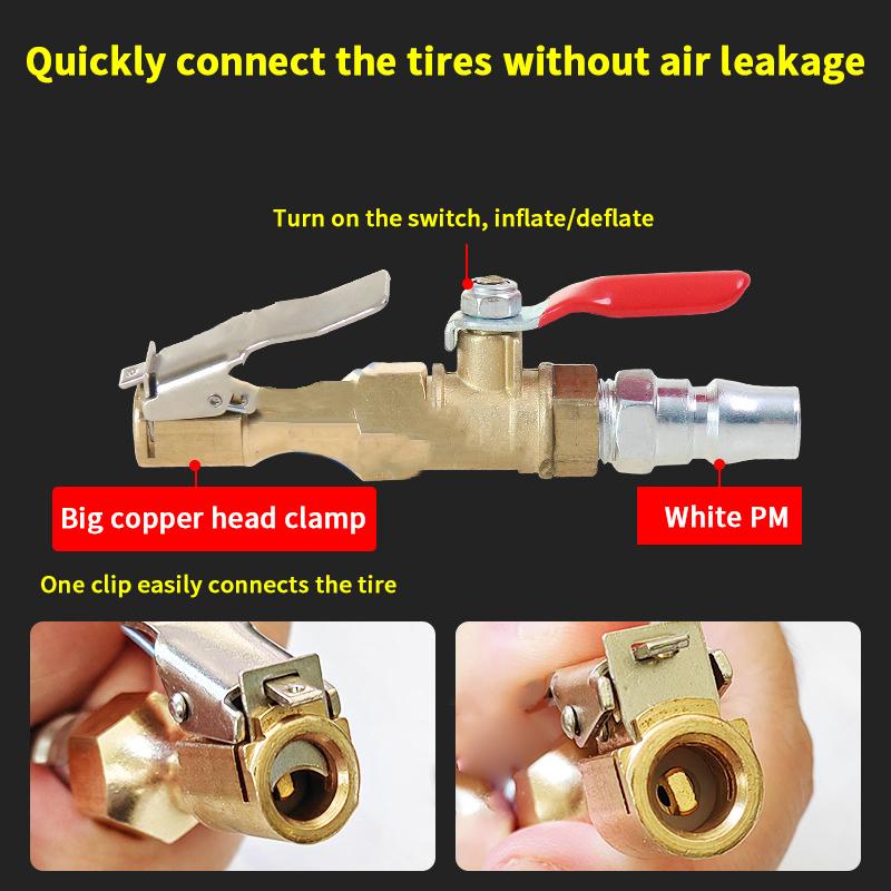 Chuck Quick Inflation Hose Nozzle Car Tire Inflator Nozzle Lock On Tire Inflator With Valve Air Compressor Adapter For Car Suv