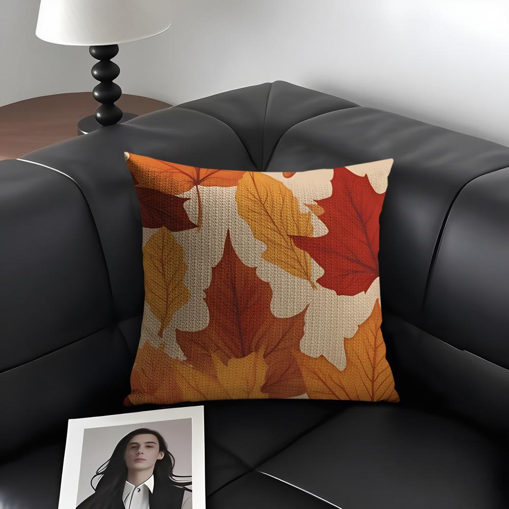Maple Leaves Luxury Cushion Cover Natural Linen Organic Fabric Double-Sided Printing Sofa Home Decor Gift Pillow Case