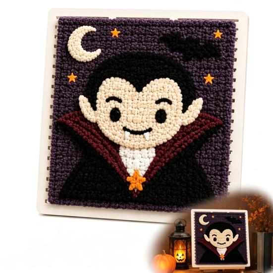Yarn Art Decor Projects DIY Fabric Weaving Painting Kit, Halloween Christmas Crochet Kit for Decoration, Beginner Handmade Craft Project Set Holiday