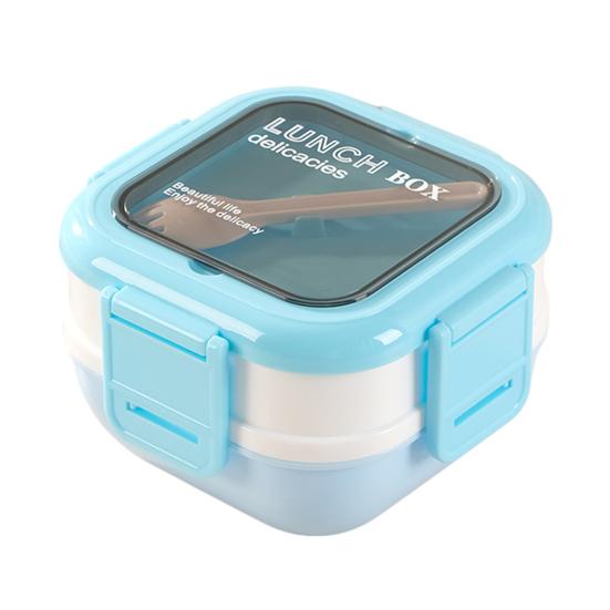 Adult Bento Box Food Grade Stainless Steel Lunch Container Two Stackable Leak-Proof Compartments Microwave Dual Layer синий 1890₽