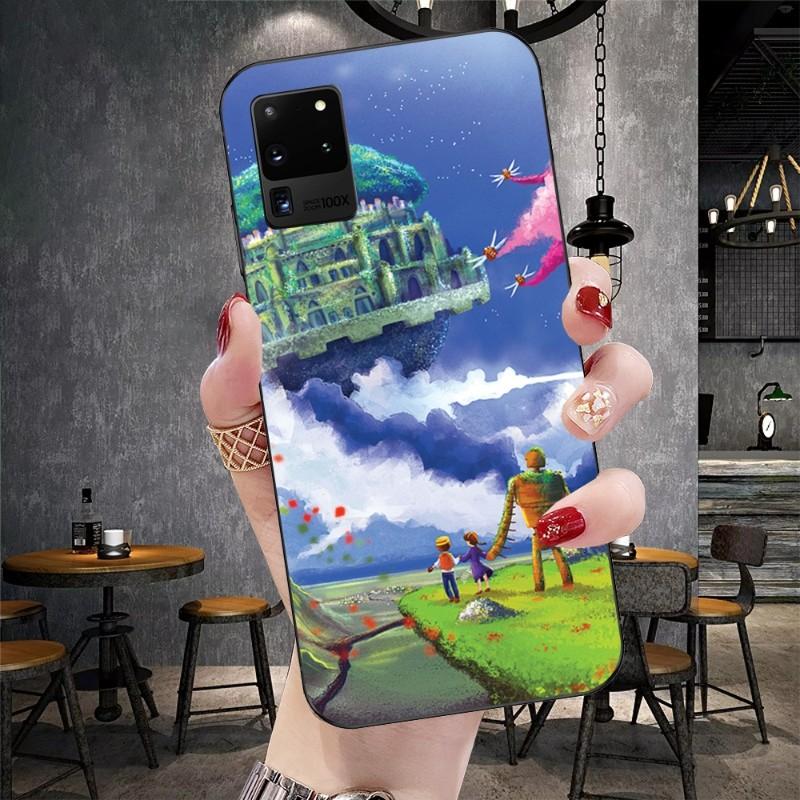 Castle In The Sky Japan Phone Case For Samsung Galaxy S6 S7 S8 S9 S10 S21 S22 Plus Ultra Soft Black Phone Cover