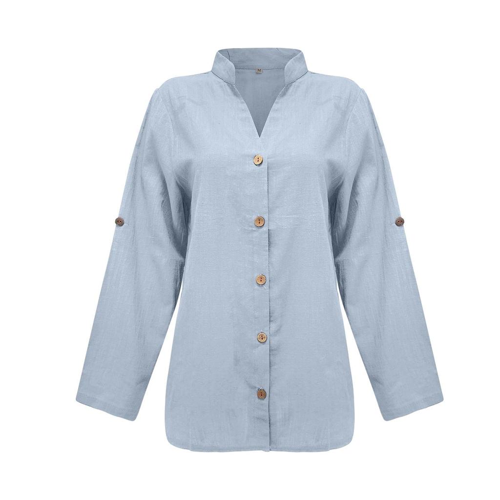 Topy Halenka Tunika Dlouhá košile Velké velikosti Lněné topy Jednobarevné tričko Volný Elegantní Pulovr