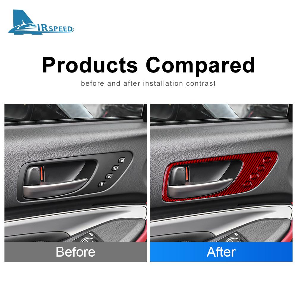 Interior Trim Sticker For Lexus RC300 RC350 RC200T 2015-2022 Real Carbon Fiber Car Door Handle Frame  Decoration