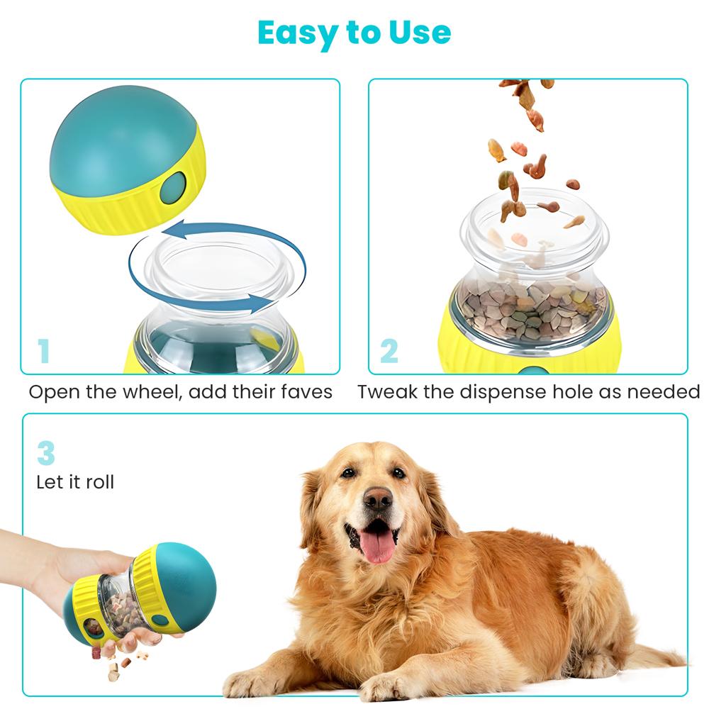 Hund Futterball Tumbler Langsamfütterer Auslaufender Futterball Futterspender Interaktives Jagd-Trainingsspielzeug für Kleine Mittelgroße Große Hunde