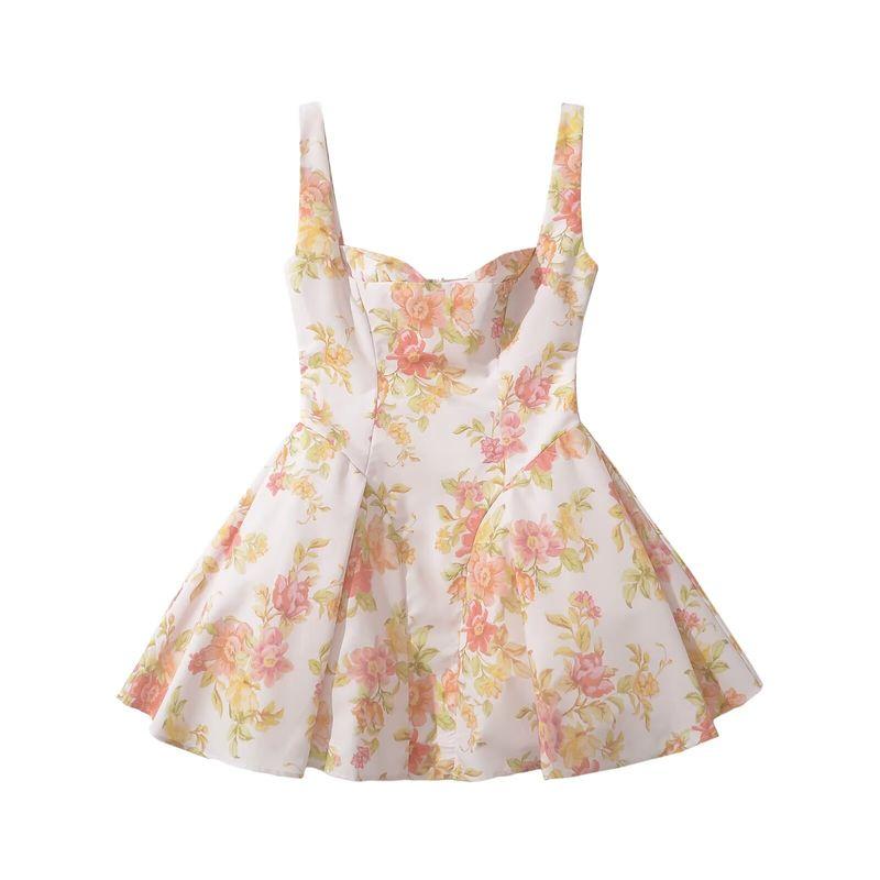 Kaslead New Arrival Women's Clothing Fashion Style Fashion Minimalist Fresh Waist Trimming Printing Silm Mini Jumpsuit Skirt