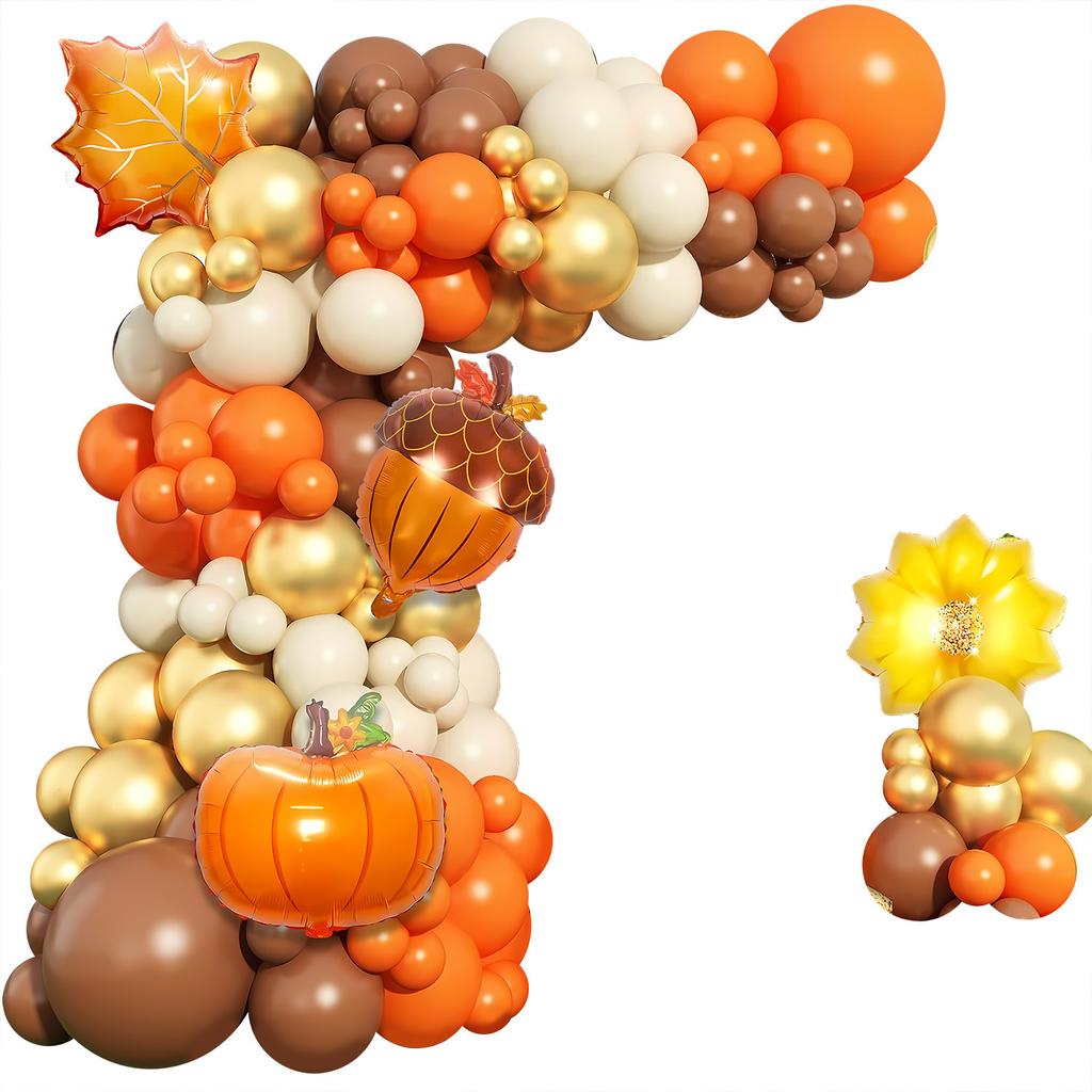 Thanksgiving Orange Balloon Chain Fall Themed Party Decoration Birthday Wedding Scene Decoration Balloon Arch