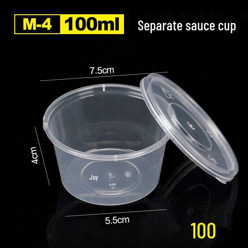 100 Tazzine di Plastica Monouso per Salse con Coperchio - Ideali per Polpa di Frutto della Passione, Salsa Piccante, Salsa di Soia e Condimenti