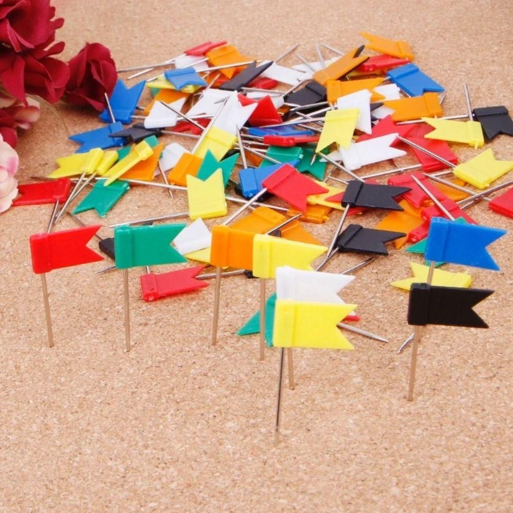 100pcs/box Bright Colors Colored Push Pins Easy Insert Reliable Material Drawing Tacks 100 Pieces Box Stable Fixing