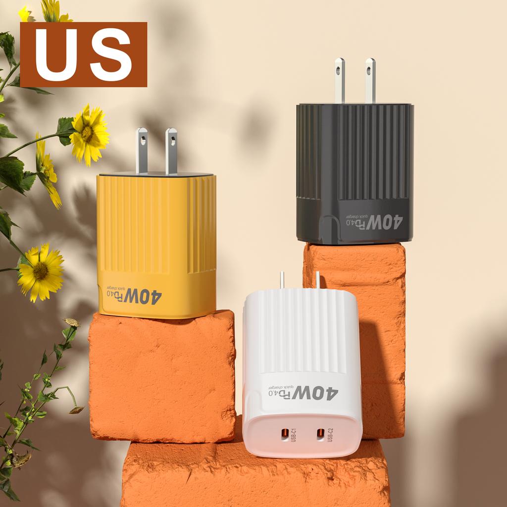 40W USB C Ladegerät Quick Charge QC 3.0 Dual PD Ladegerät Typ C Schnellladegerät Adapter für iPhone 16 15 14 Xiaomi Samsung Huawei Telefon