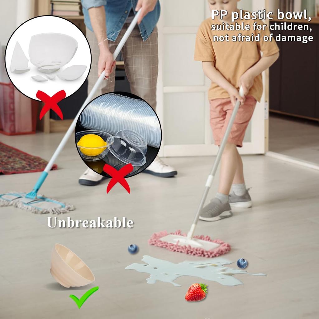 Evanda Bowls, Set of 8, Cheese White, Approx. 750ml Capacity, Unbreakable Dishes and Bowls, PP Plastic, Polypropylene, Perfect for Cereal, Salad,