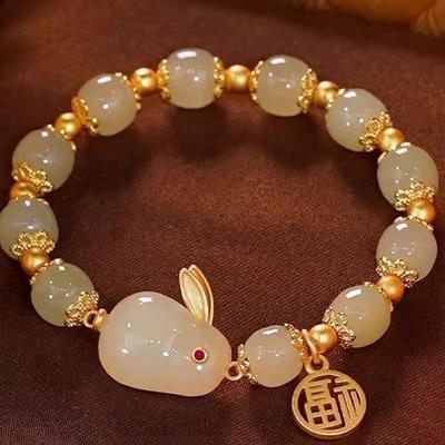 New Chinese Style Jade Rabbit Bracelet for Women, Ins Bracelet for Best Friends, Ancient Style Birthday Gift