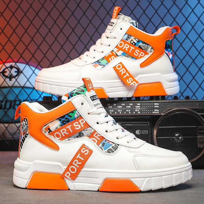 Outdoor Men's Autumn and Winter New Fashion Lightweight Leather Board Shoes Versatile Simple High-top Shoes