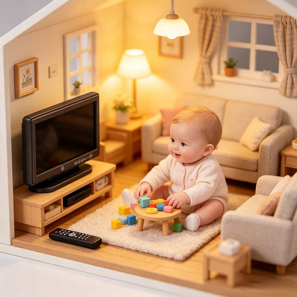 Flat-Panel Miniature Television 1:12 Dollhouse Remote Control Doll House TV Kids Gift