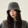 Autumn Winter Knitted Bucket Hat Women's Curling Imitation Hand Hook Hollow Fisherman Hat Warm Ear Protection Basin Hat