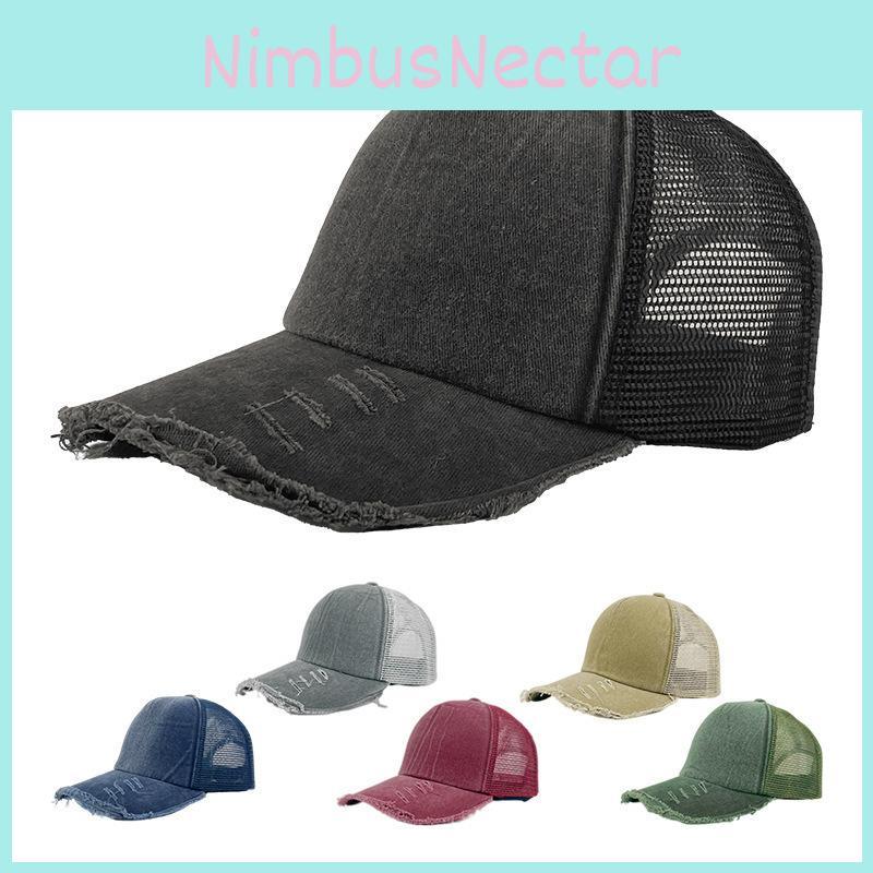Ripped Fashion Denim Baseball Hat With Breathability Design For Casual Use Daily